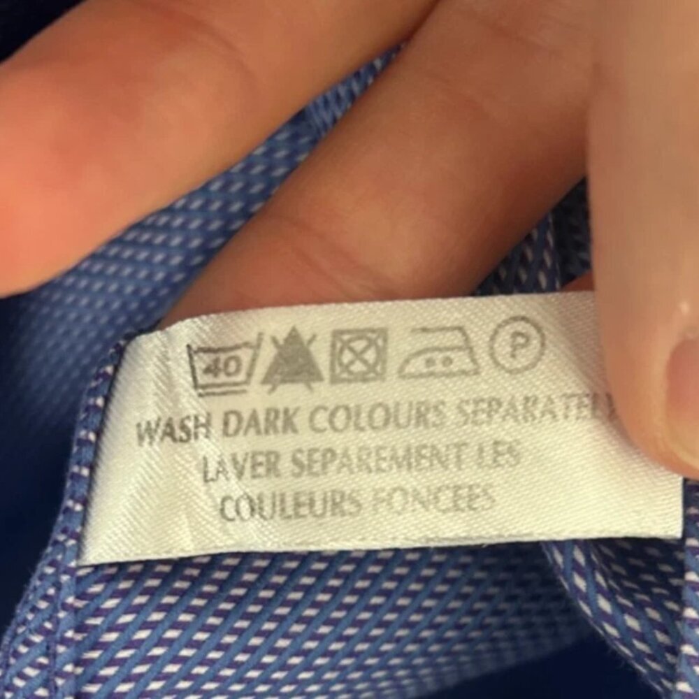 Thomas Pink Prestige Men’s Blue Micro-Pattern Dress Shirt Cotton 15.5 34 - Picture 7 of 10